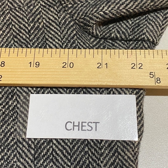 Mens 100% Shetland Wool Blazer Sport Coat Towncraft 42L Gray Herringbone Classic - Picture 8 of 13
